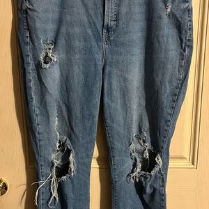Old Navy Ripped High Waisted Straight Jeans